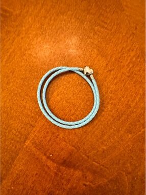 Light Blue Braided PU Leather Wrap Bracelet with Silver Tone Heart Clasp 575
